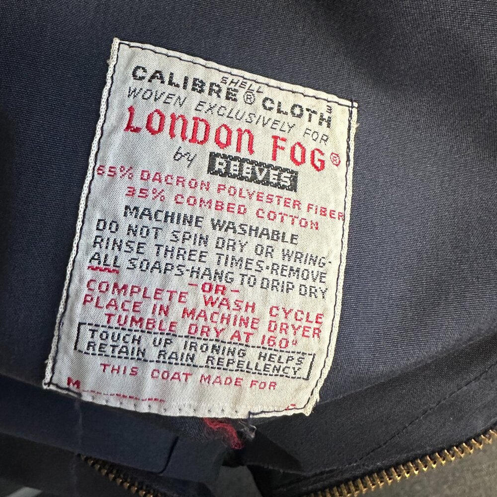 London Fog Vintage 80s Mens Size‎ 44 Work Shop Coat Navy Zip Retro Workwear - Picture 4 of 7